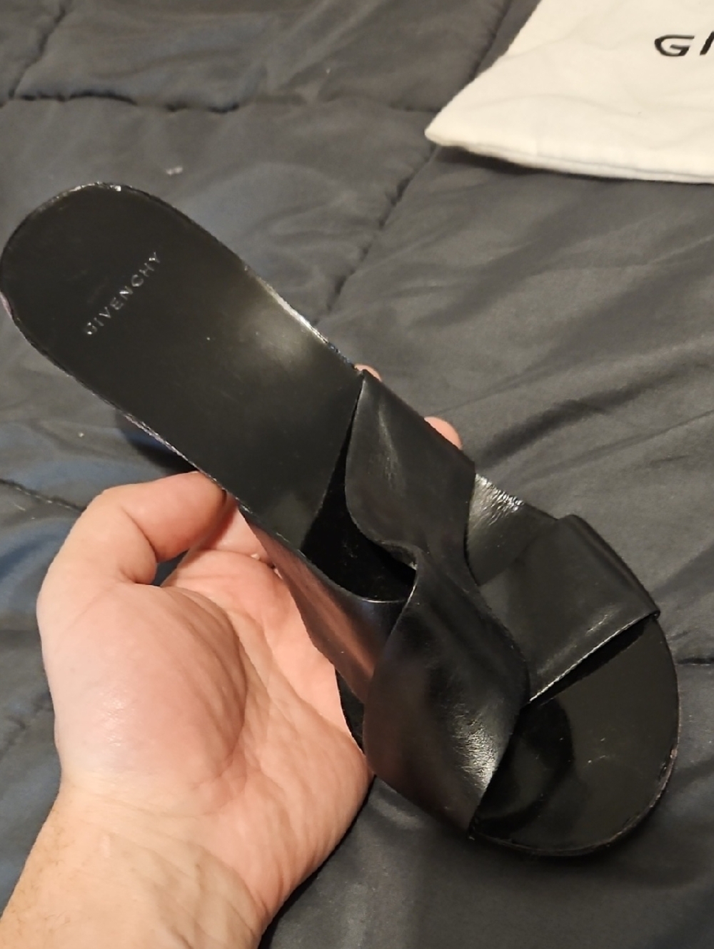 Authentic Givenchy Paris Black Leather Crisscross Open-Toe Slide Heels Size 8.5 - Picture 2 of 4